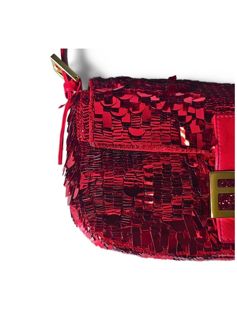 **SOLD**Fendi Baguette Vintage Ruby Red Sequins Red Version of ASO SATC - Picture 3 of 17